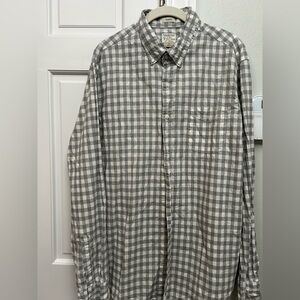 J.Crew Men’s Classic Fit Cotton Shirt - Gray Gingham, Size Large